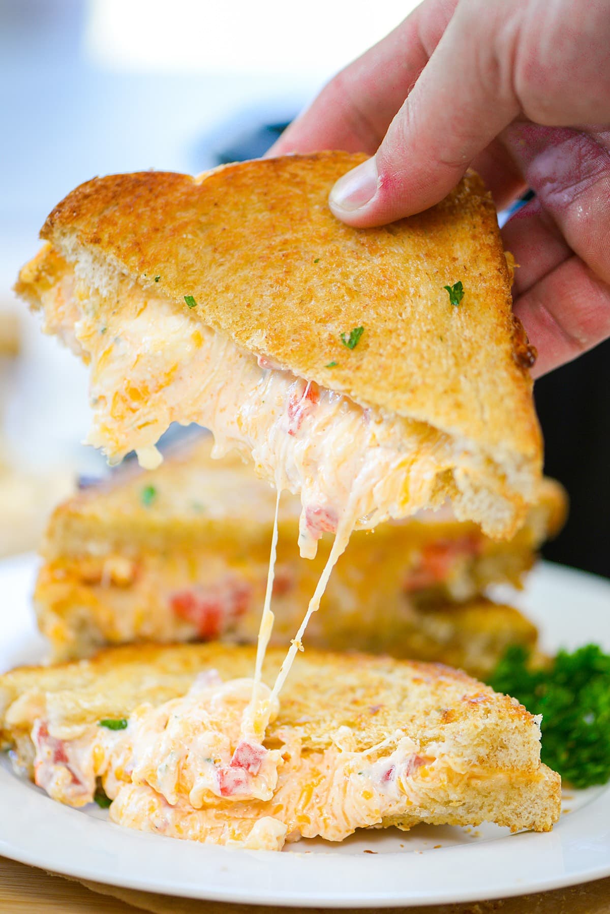 Homemade Air Fryer Grilled Cheese sandwich on a plate