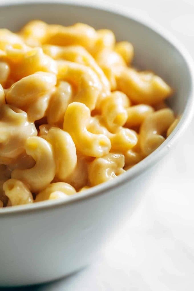 Mac and cheese in a bowl.