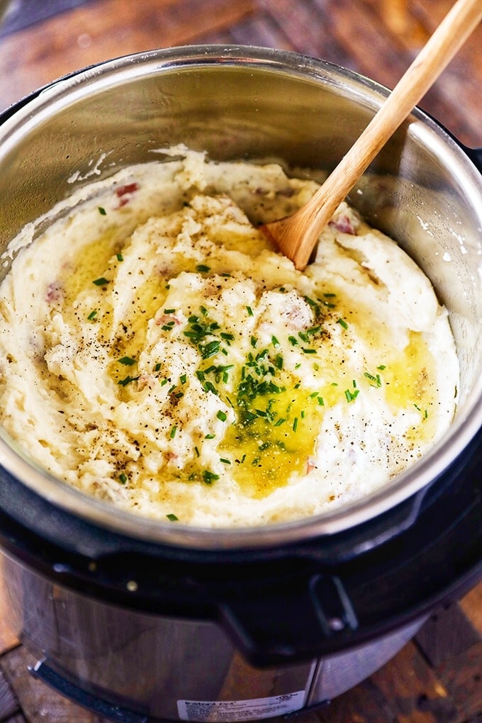 Mashed red potatoes in an instant pot.